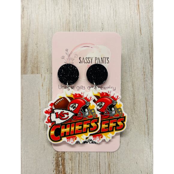 Kansas City Chiefs Football Earrings NEW - Picture 1 of 1